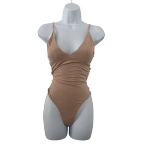 YMI RUGBY TAN one-piece swimsuit NWT